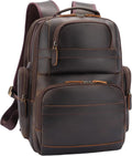TIDING Men's Vintage Leather Backpack 15.6' Laptop Bag Large Capacity Business Travel Hiking Shoulder Daypacks