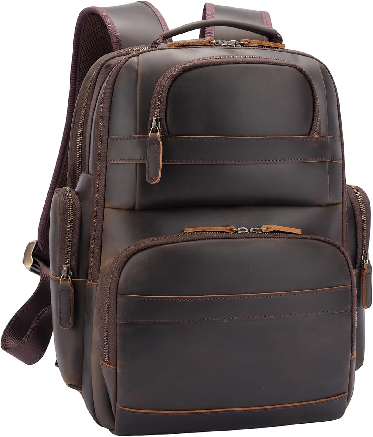 TIDING Men's Vintage Leather Backpack 15.6' Laptop Bag Large Capacity Business Travel Hiking Shoulder Daypacks