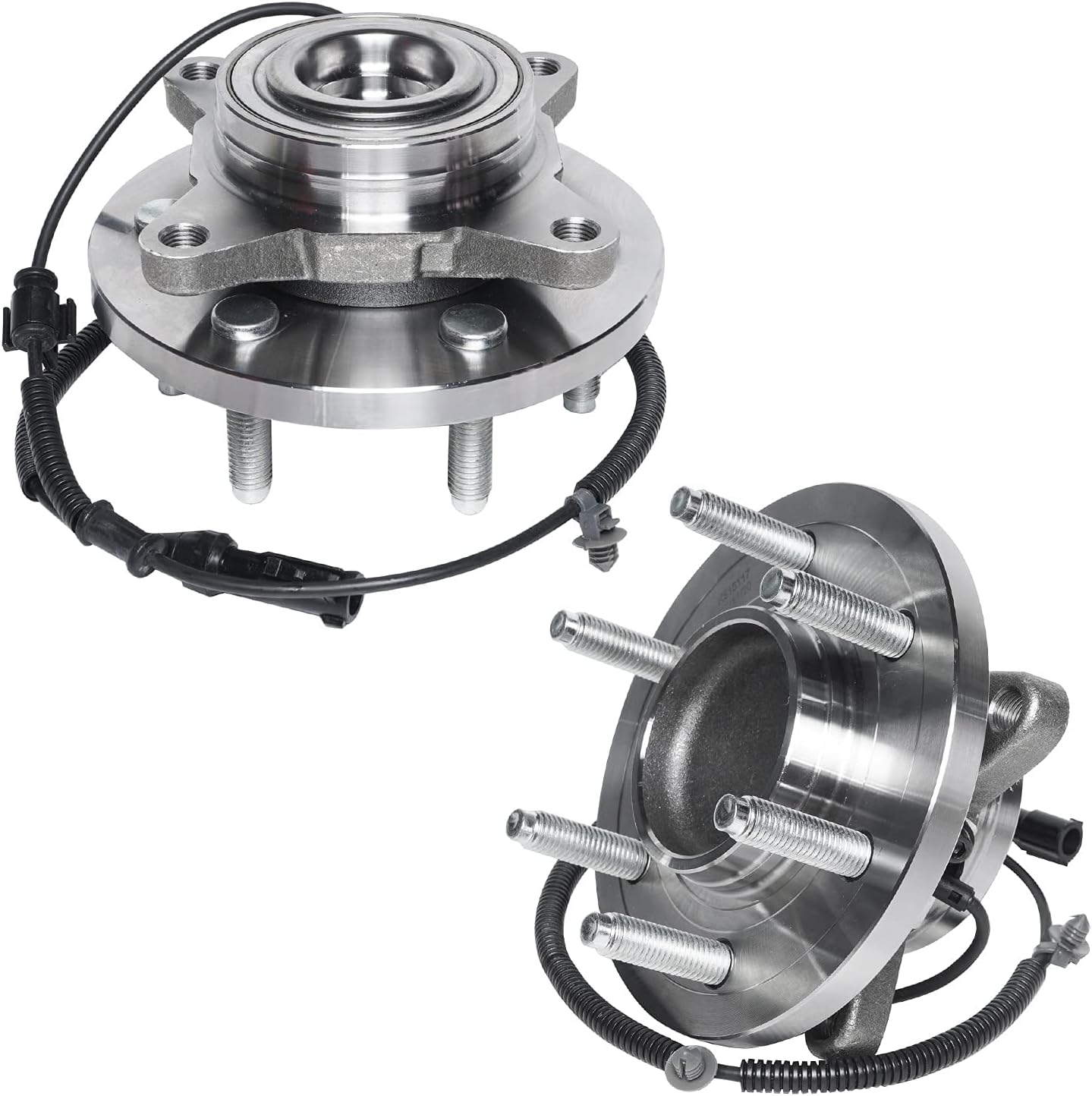 Detroit Axle - RWD Front Brake Kit for 2010 Ford F-150, [ABS on Hub; 6 Studs], Disc Brakes Rotors Ceramic Brake Pads Wheel Bearing Hubs Replacement