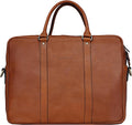 Banuce Premium Italian Full Grain Leather Briefcase for Men with Lock 14 Inch Laptop Bag Business Travel Office Work Bags with Detachable and Adjustable Strap Brown