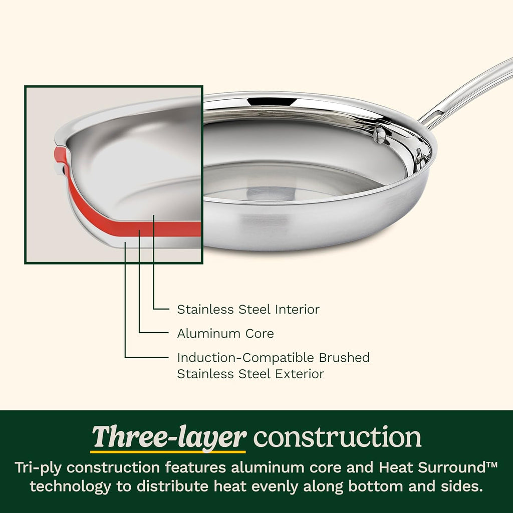 Cuisinart 15-Piece Cookware Set, MultiClad Pro Triple-Ply Stainless Steel Cookware Set, Heat Surround Technology, Cool Grip Stick Handles, Oven Safe up to 500F, MCPS-15N, Silver