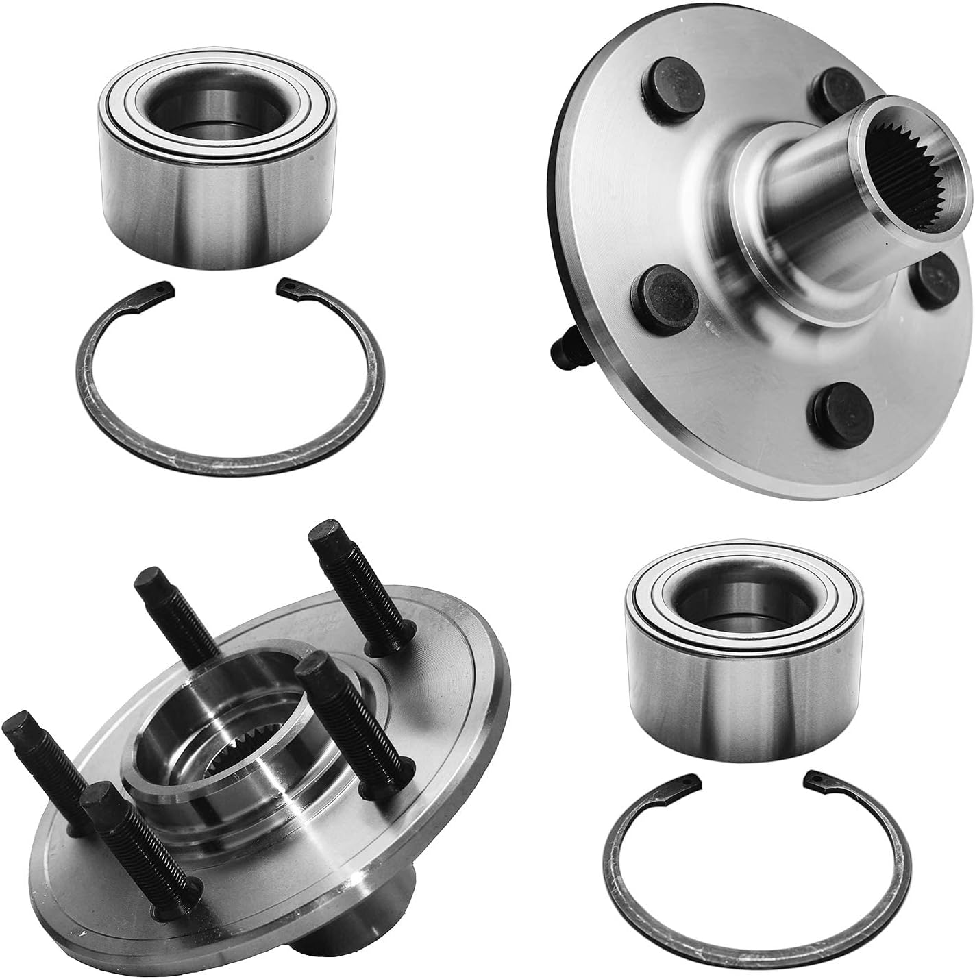 Detroit Axle - Wheel Bearing Hubs Brake Kit for 2002-2005 Ford Explorer Mercury Mountaineer 2003 2004, Front Rear Disc Brake Rotors Ceramic Brakes Pads Wheel Bearing Hubs Wheel Lug Nuts Replacement