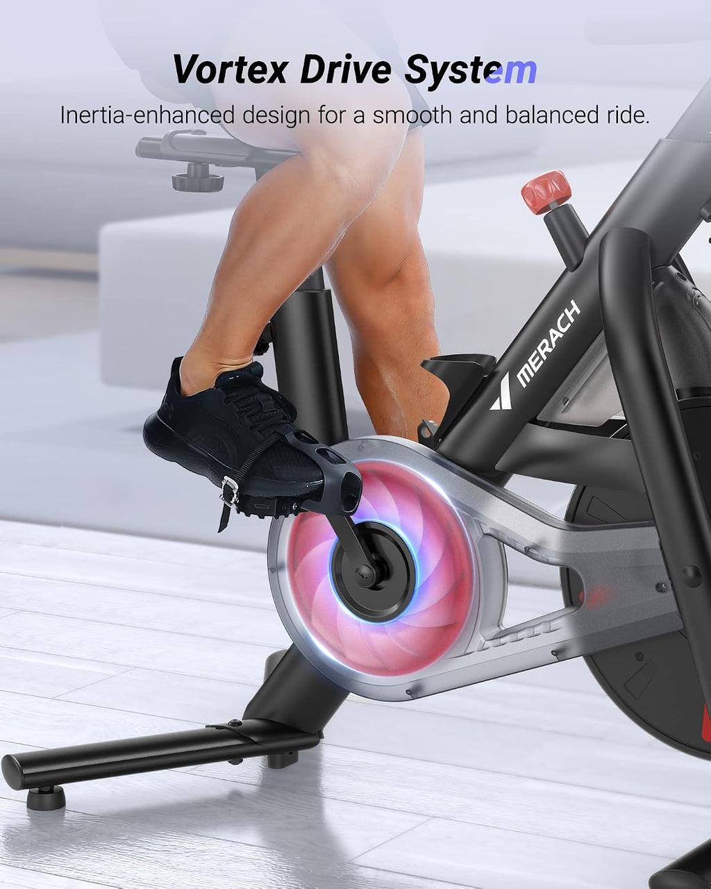 MERACH Exercise Bike, Brake Pad Stationary Bike with Exclusive App, Low Noise Indoor Cycling Bike with 300lbs Weight Capacity, Tablet Mount and Fitness Courses for Weight Loss
