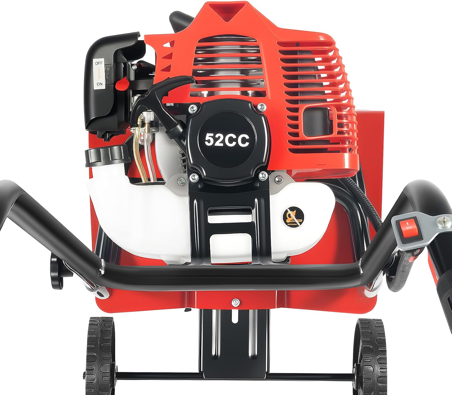 52CC Mini Hand Push Tiller Cultivator with Wheels, 2HP 2-Stroke Air-Cooled Single Cylinder Gas Rototiller,7000RPM Recoil Tillage Ripper for Garden Lawn, Digging, Weed Removal,Soil Cultivation