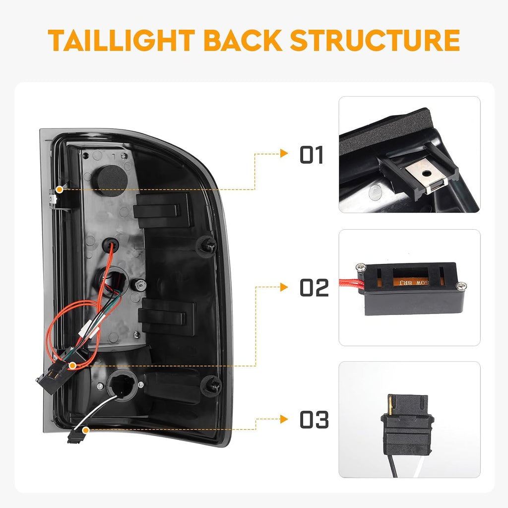 LED Tail Light Fit for Chevy Silverado 1500 2500HD 3500HD 2007-2013, for Silverado 2500 HD 3500 HD 2014, for GMC Sierra 3500 HD 2008-2014 with Dual Rear Wheel ONLY, Black Housing Smoke Lens