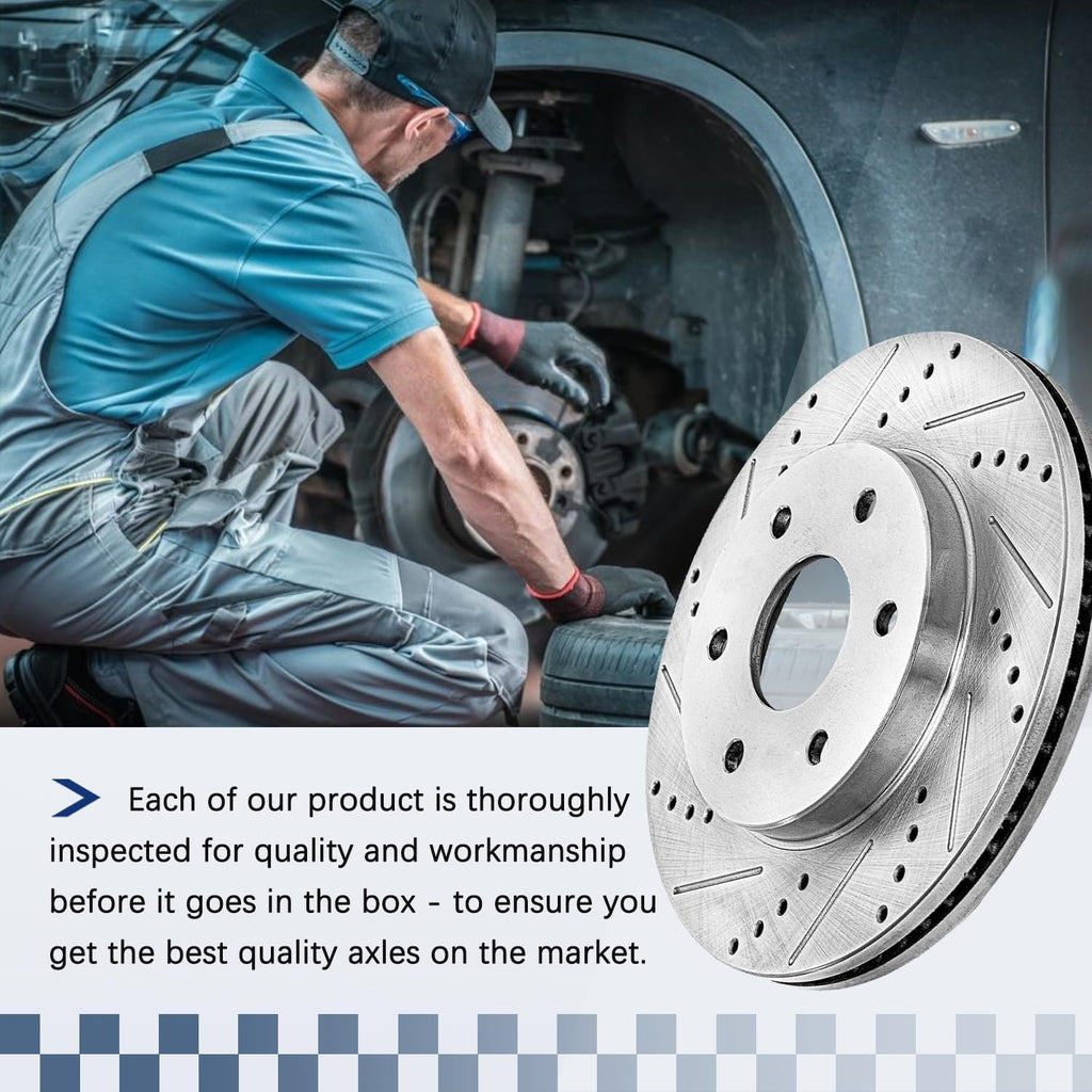 Rear Brake Kit Compatible with Chevy Tahoe Suburban Avalanche Silverado 1500, GMC Sierra Yukon XL 1500 Brake Pads and Rotors Kit, Brakes Drilled Slotted Rear 12.99' Rotor