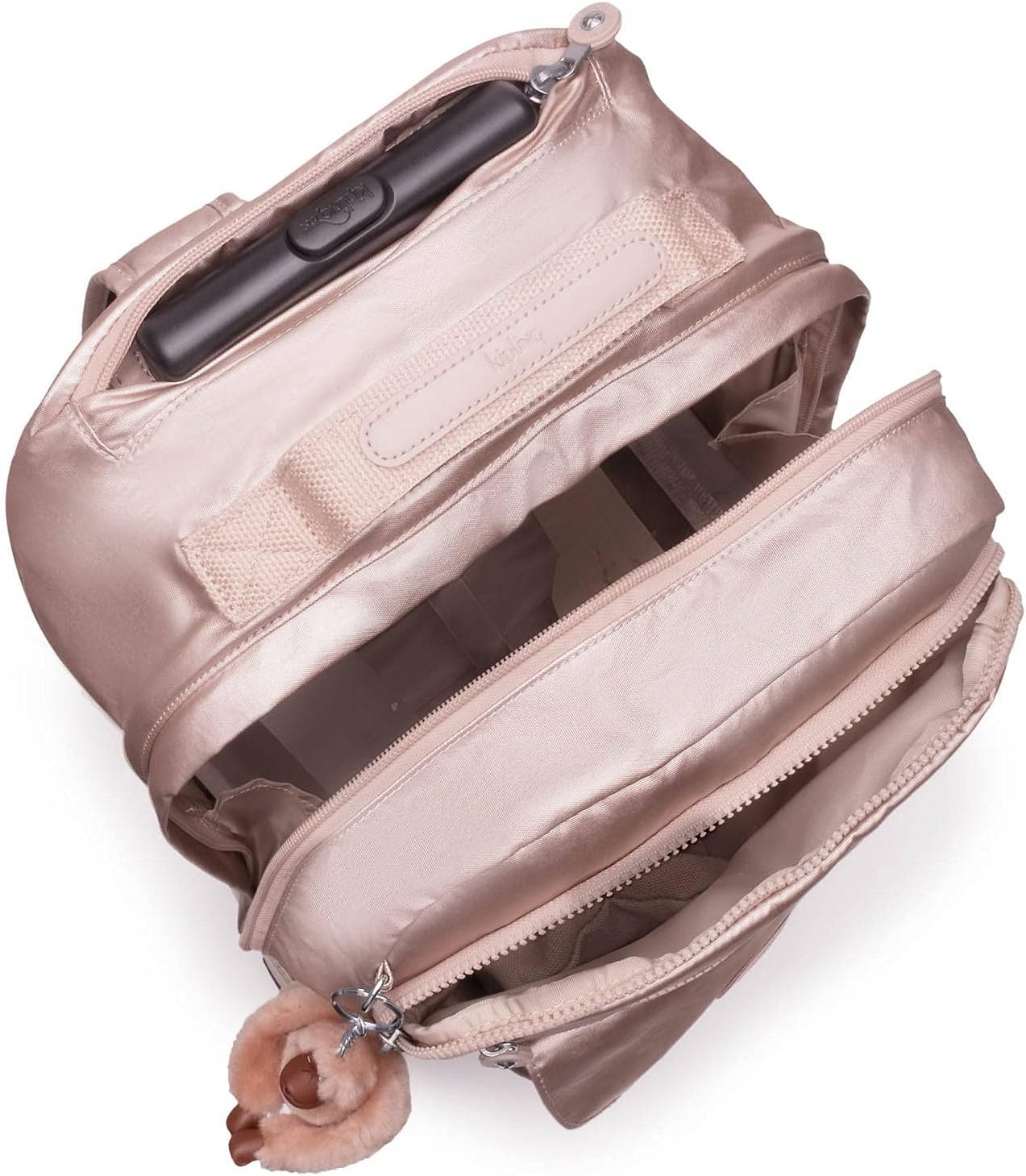 Kipling Sanaa Large Metallic Rolling Backpack Quartz Metallic