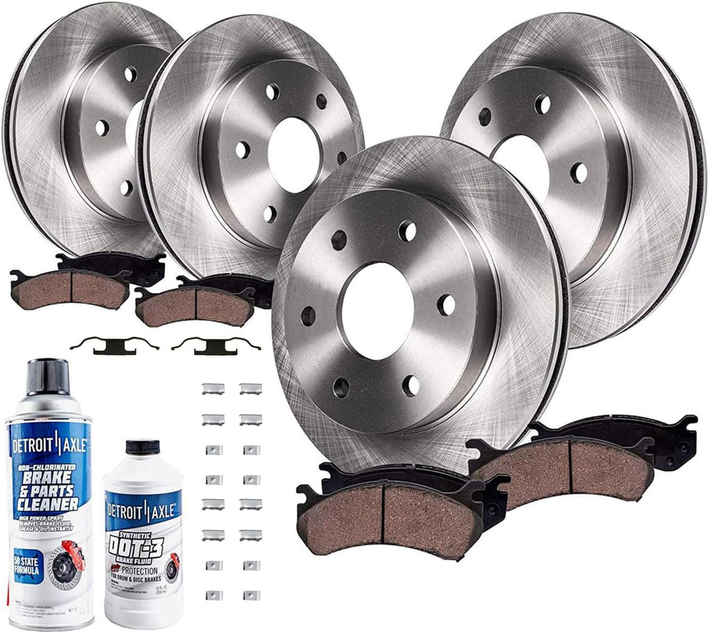 Detroit Axle - 4WD Front & Rear Brake Rotors + Pads + Wheel Bearings & Hub Assemblies Replacement for 2003-2006 Ford Expedition Lincoln Navigator