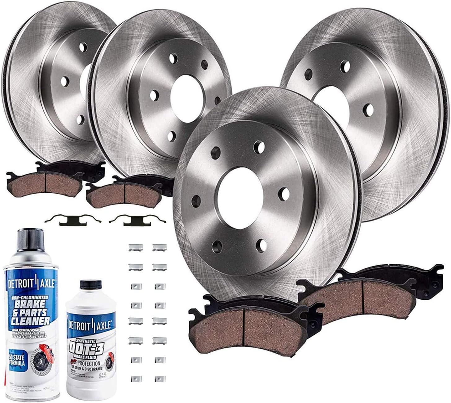 Detroit Axle - 4WD Front & Rear Brake Rotors + Pads + Wheel Bearings & Hub Assemblies Replacement for 2003-2006 Ford Expedition Lincoln Navigator