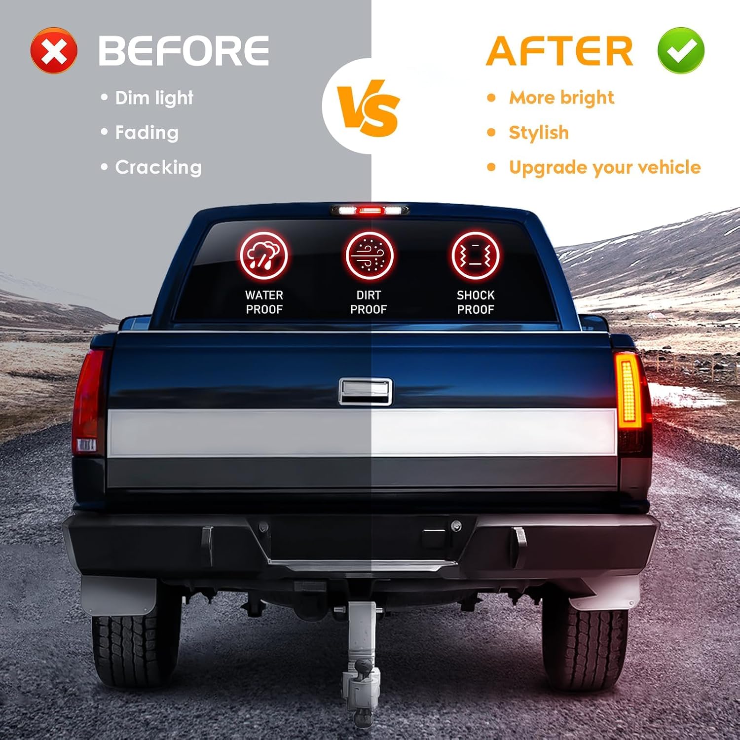 LED Tail Light + 3rd Brake Light Assembly for Chevy Chevrolet Silverado 1500 2500 HD 3500 HD 2007-2014, for GMC Sierra 3500 HD 2008-2014 with Dual Wheel Only, Smoke Lens 3Pcs