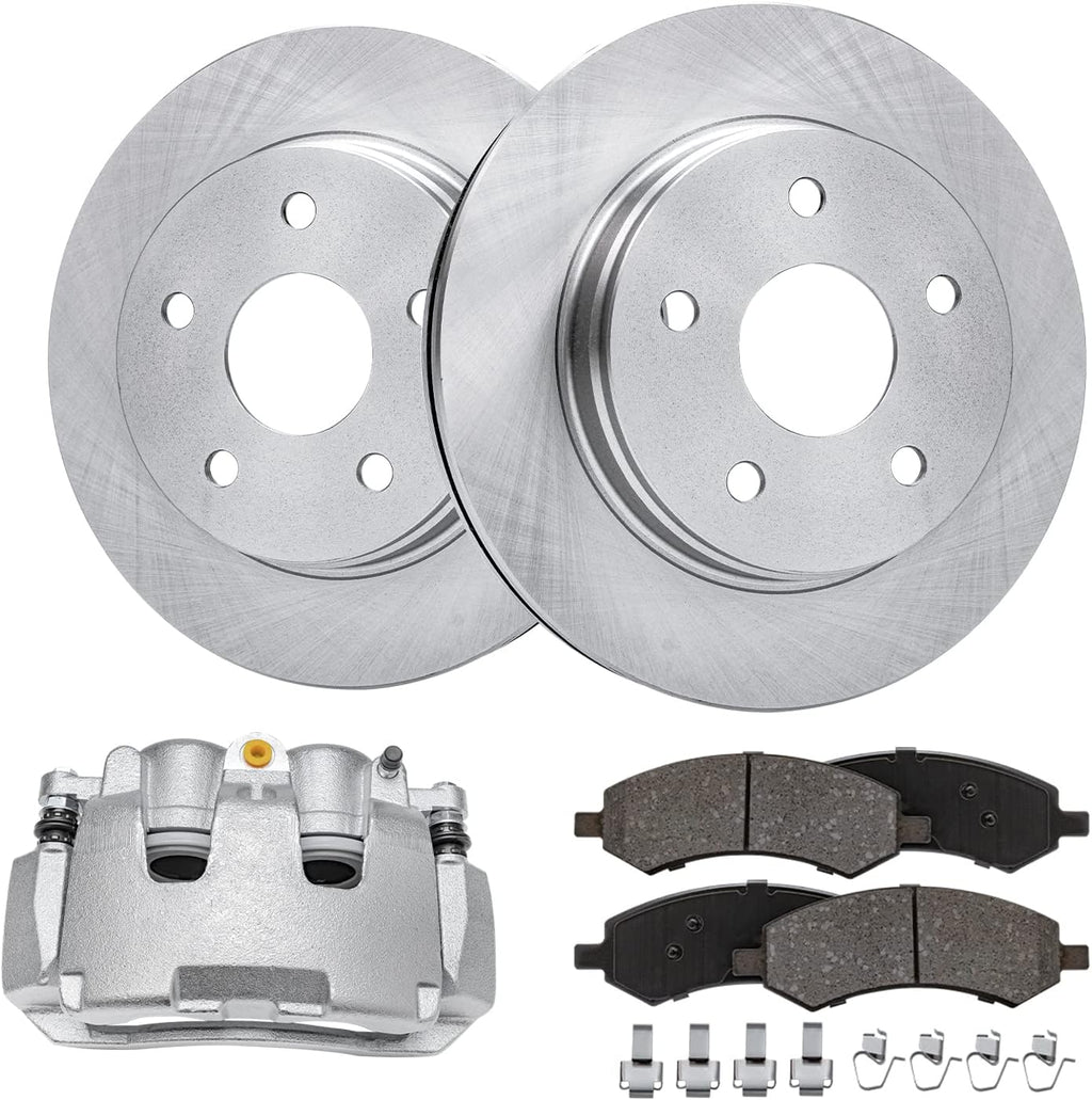 Detroit Axle - Front Brake Kit for 09-10 Dodge Ram 1500, 11-18 Ram 1500, 19-23 Ram 1500 Classic, Disc Brakes Rotors Ceramic Brakes Pads Right Brake Caliper Replacement : 13.23 inch Front Rotor