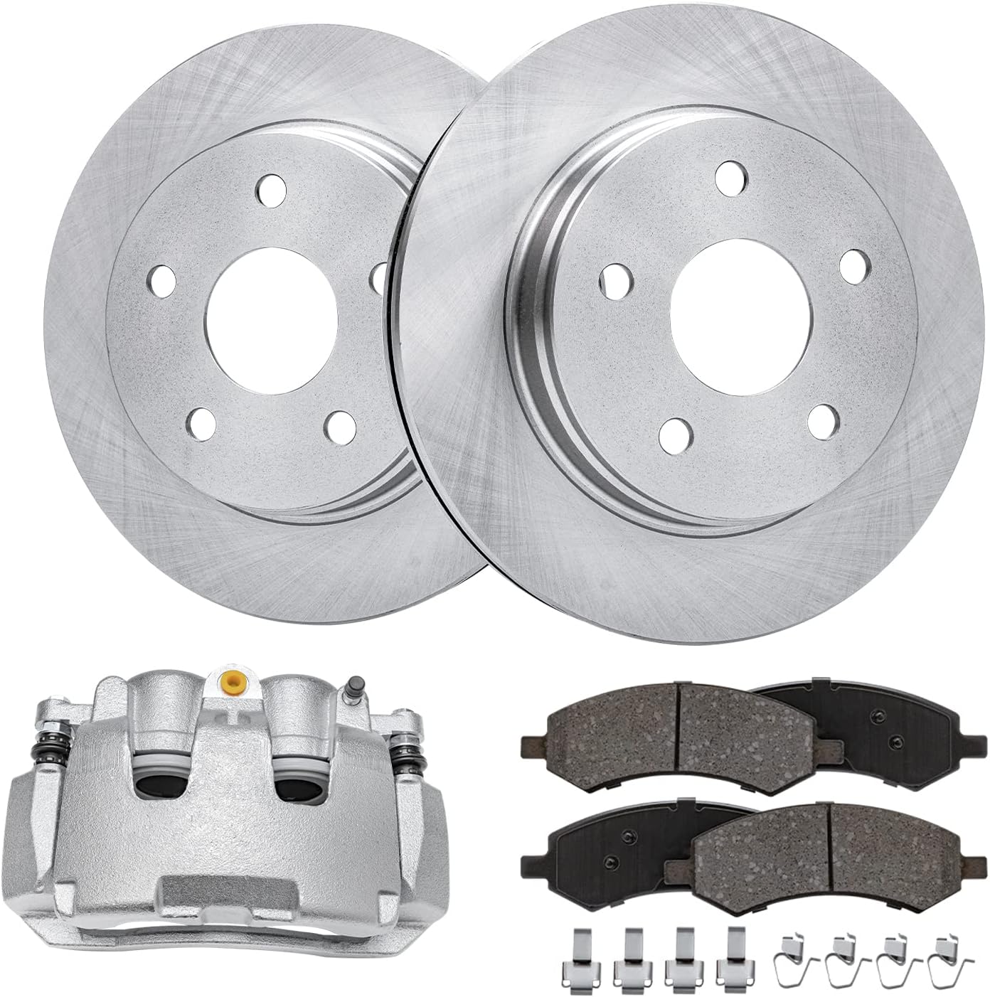 Detroit Axle - Front Brake Kit for 09-10 Dodge Ram 1500, 11-18 Ram 1500, 19-23 Ram 1500 Classic, Disc Brakes Rotors Ceramic Brakes Pads Right Brake Caliper Replacement : 13.23 inch Front Rotor