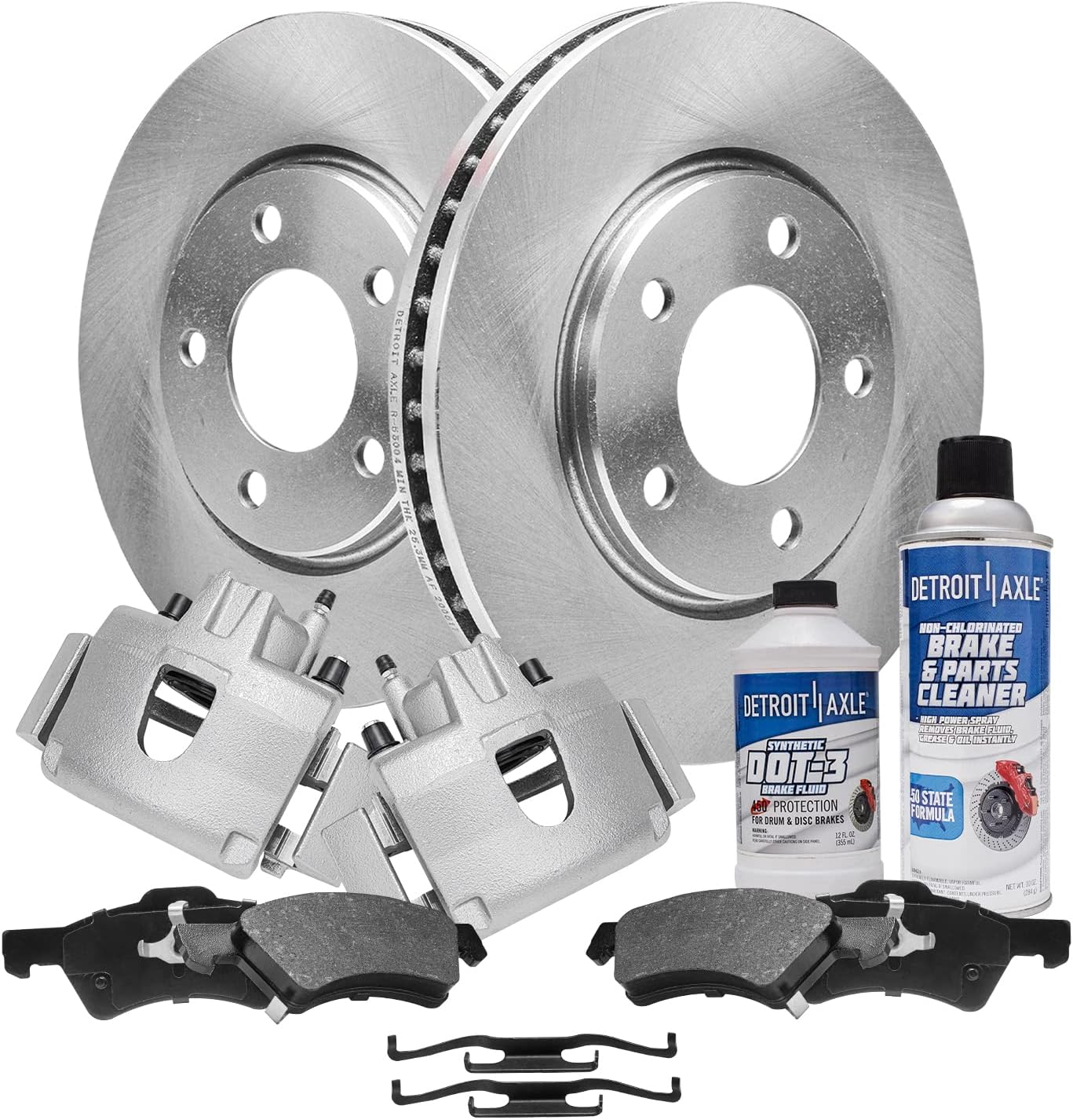Detroit Axle - Front Brake Kit for 01-07 Dodge Grand Caravan Chrysler Town & Country, Disc Brake Rotors Ceramic Brake Pads Brake Calipers Replacement: 11.06 inch Rotor