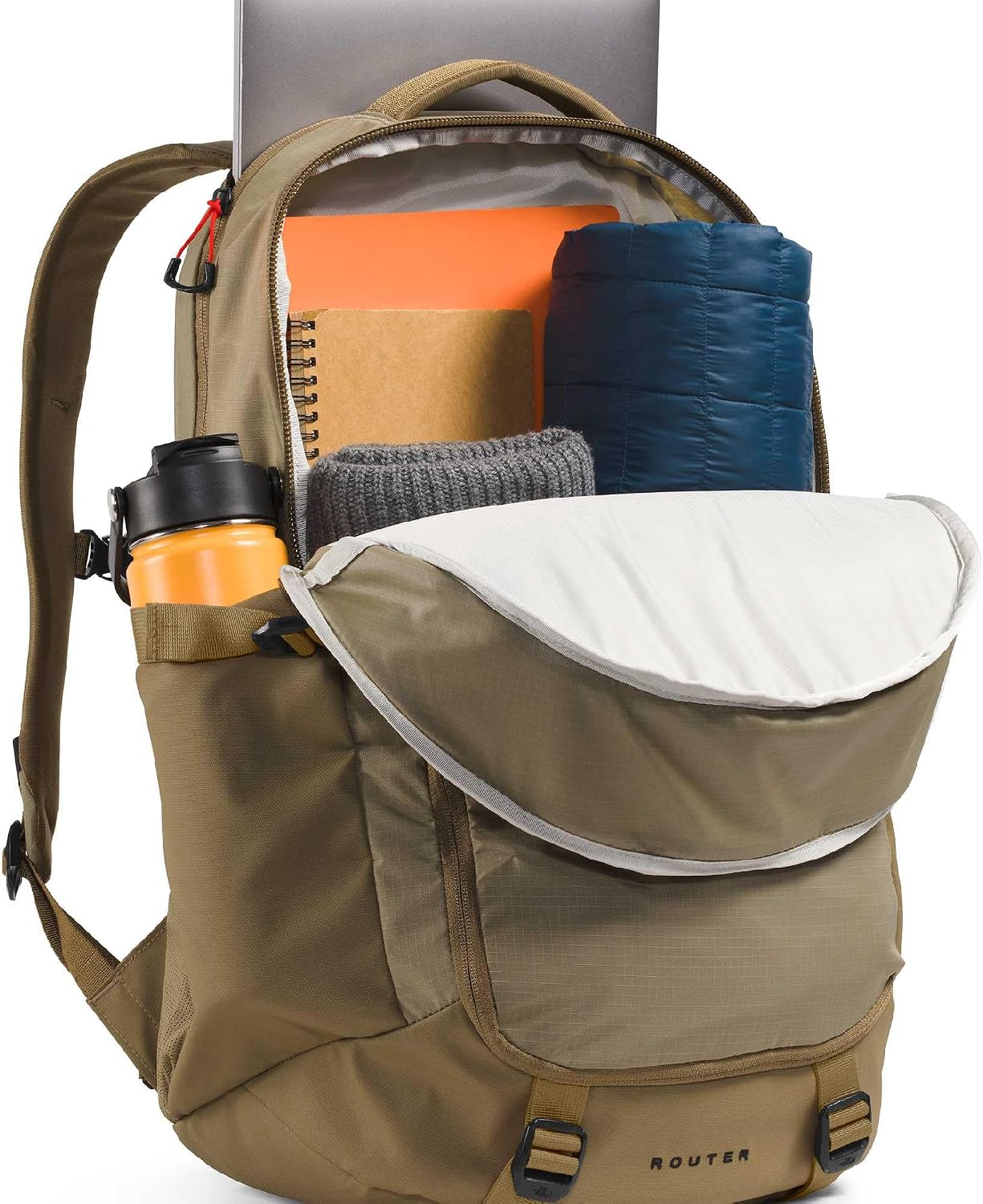 The North Face Router Everyday Laptop Backpack - Daypack, Water Repellent, Laptop Sleeve, Reflective Details, Cedar/Lava Red, One Size