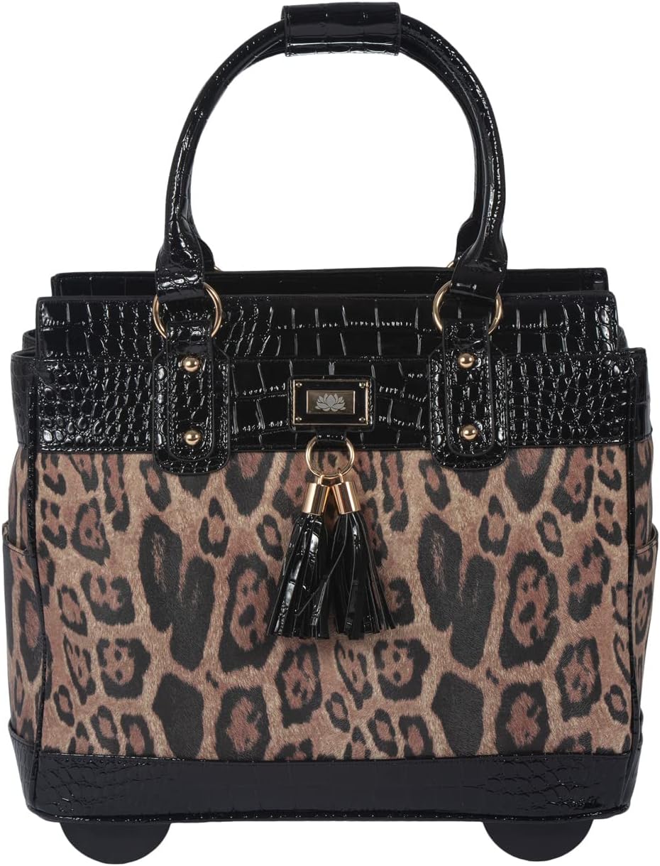 LTP London Leopard Rolling Laptop Bag for Women Computer Case - Fits 13'-17' Laptop