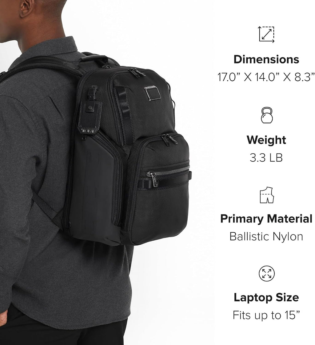 TUMI - Alpha Bravo Search Backpack - Laptop Backpack for Men & Women - Backpack for Work & Travel - 17.0' X 14.0' X 8.3' - Black Leather