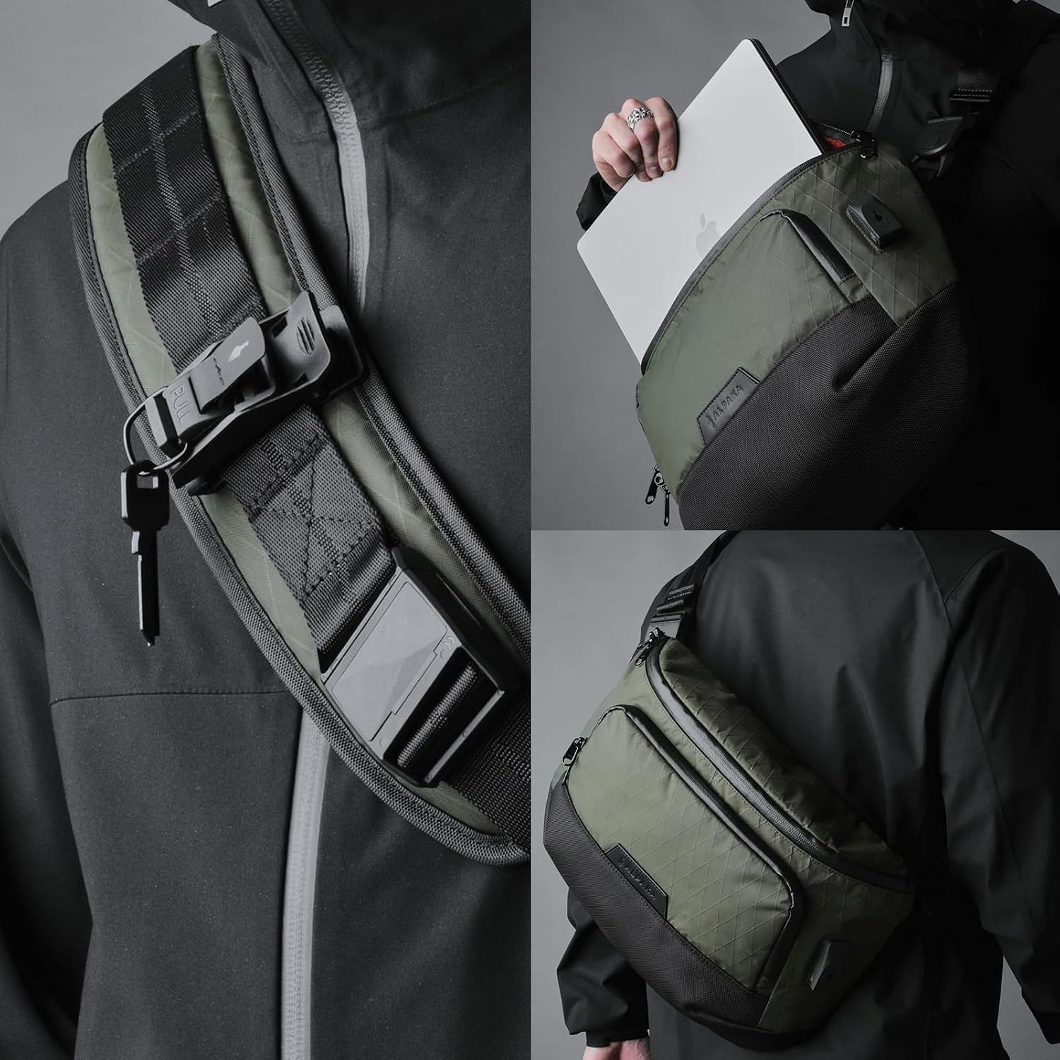 ALPAKA Bravo Sling Max, 8L RFID-Blocking Sling Laptop Bag for Men with Maglockz Buckle, Lockable Zips & External USB Port