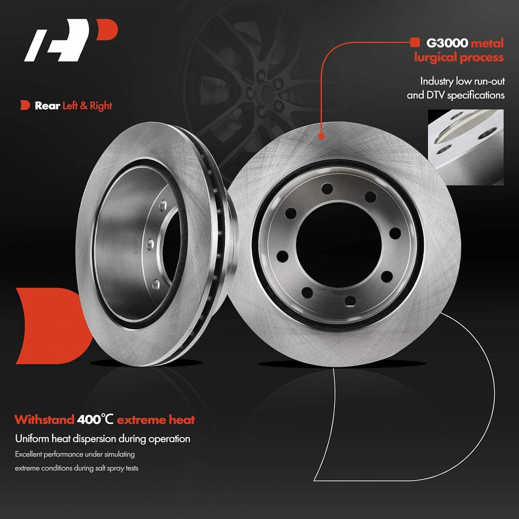 A-Premium 12.99 in (330mm) Rear Vented Disc Brake Rotors + Ceramic Pads kit Compatible with Select Chevy and GMC Models - Avalanche, Silverado 2500, 3500 HD, Suburban, Sierra 2500, Yukon XL 2500, 6-PC