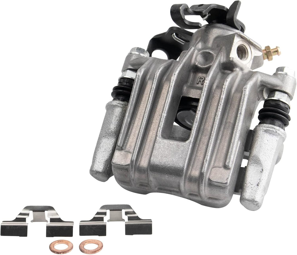 TRQ Performance Rear Brake Pad and Rotor Set Ceramic Solid Rotors Calipers Compatible with 2007-2010 Volkswagen Beetle