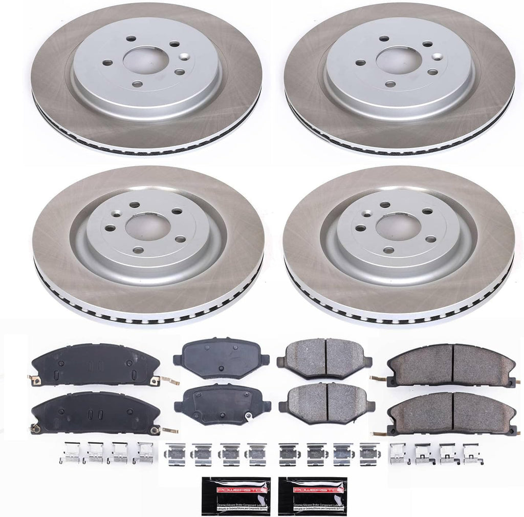 PowerStop Front and Rear Brake Kit for Ford Explorer 2013-19 |Flex 2013-19 |Police Interceptor Sedan 2013-19 - Ceramic Brake Pads + Semi Coated Rotors Replacement, SC6375