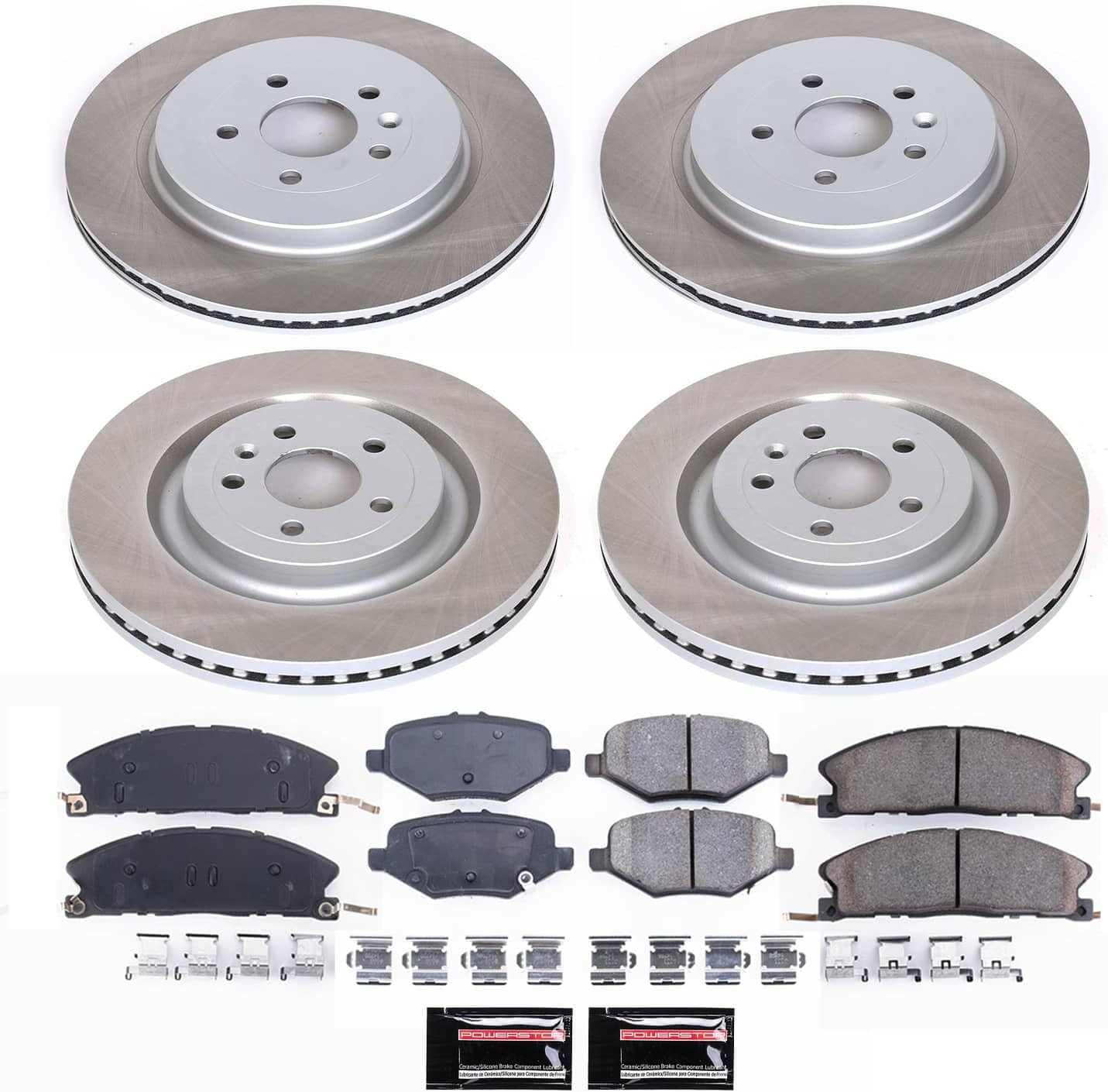 PowerStop Front and Rear Brake Kit for Ford Explorer 2013-19 |Flex 2013-19 |Police Interceptor Sedan 2013-19 - Ceramic Brake Pads + Semi Coated Rotors Replacement, SC6375