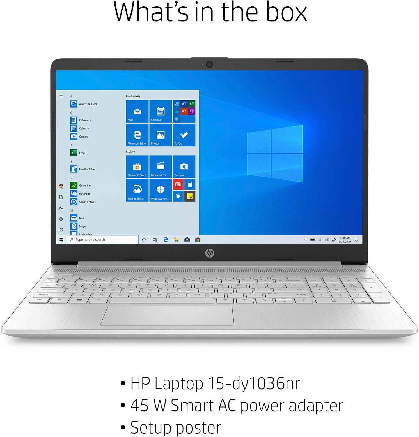 HP 15-dy1036nr 10th Gen Intel Core i5-1035G1, 15.6-Inch FHD Laptop, Natural Silver
