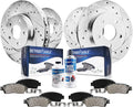 Detroit Axle - Brake Kit for 2015-2021 Lexus NX200t NX300h NX300, Drilled Slotted Brake Rotors Ceramic Brakes Pads 2016 2017 2018 2019 2020 Replacement : 12.91' inch Front and 11.06' inch Rear Rotors