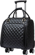 VH&GRED Luxury Carry on Luggage with Wheels Leather Suitcase 16-Inch Lightweight Travel Small Suitcase Diamond Stitching