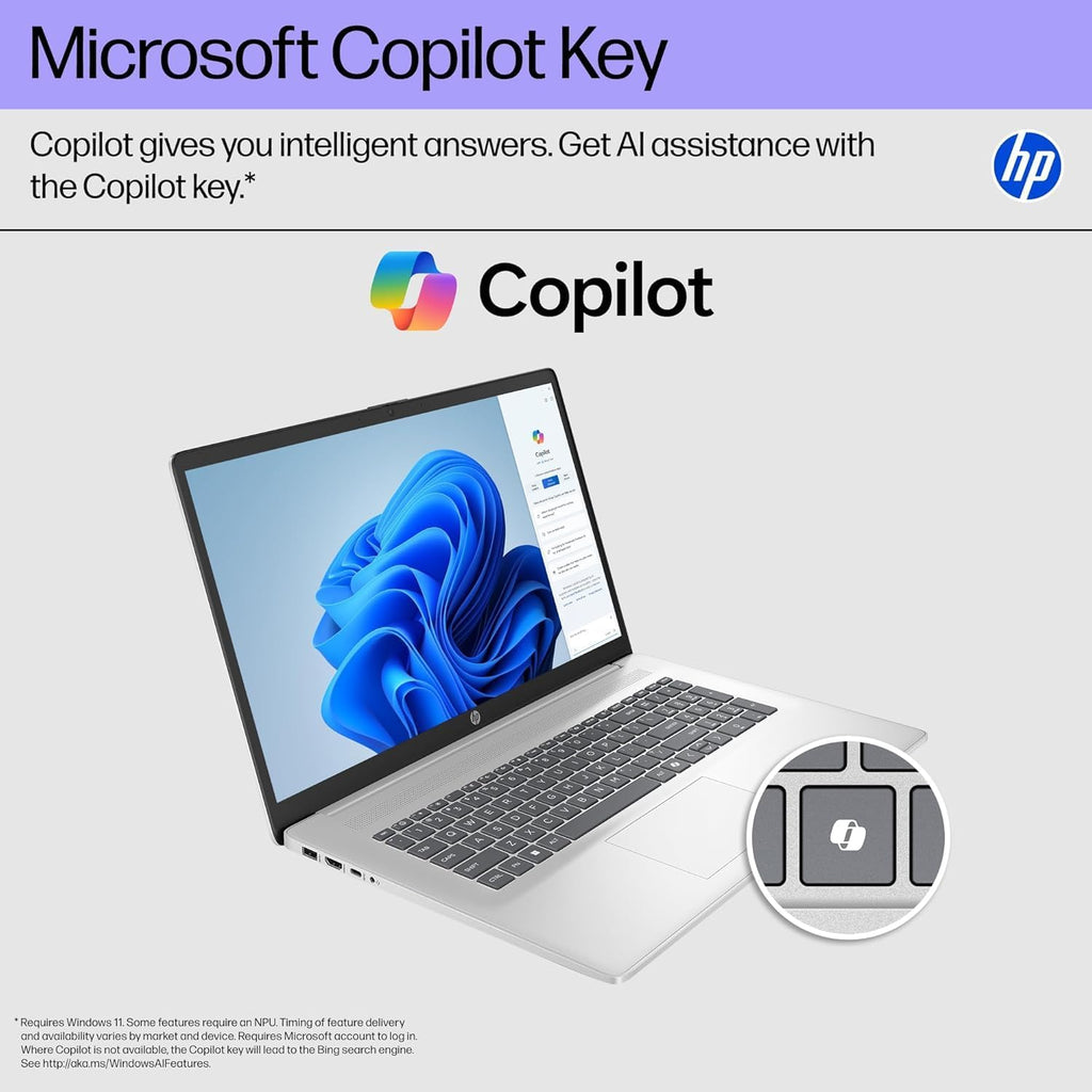 HP 17 Touchscreen Laptop for Business - 17.3' FHD Anti Glare Display, Windows 11 Pro, AMD Ryzen 5 7430U Processor, Wi-Fi 6, AMD Radeon Graphics, Copilot (64GB RAM | 2TB SSD)