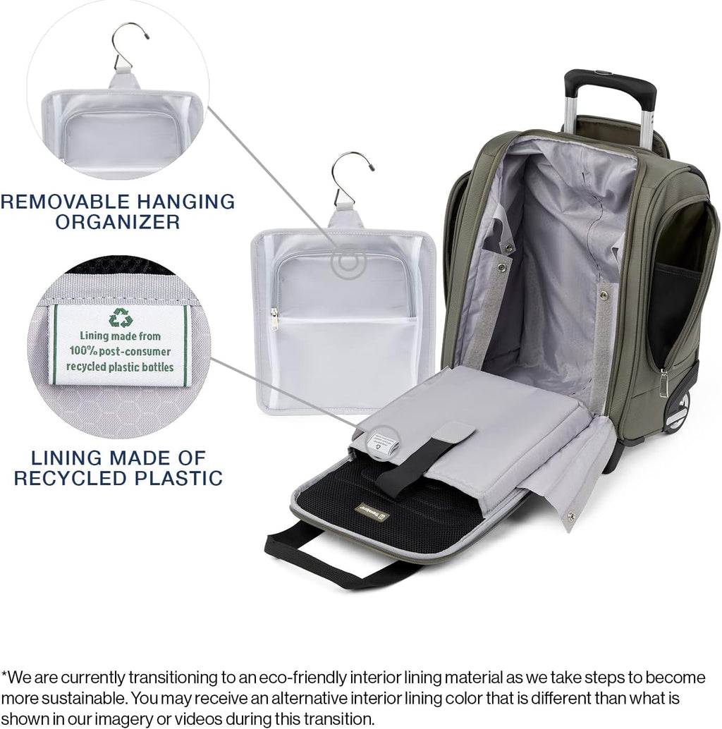 Travelpro Luggage Maxlite 5 Softside Lightweight Rolling Underseat Compact Carry on Upright 2 Wheel Bag, 15-Inch — Slate Green