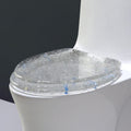 Glitter Toilet Seat Soft Close Elongated Toilet Seat 36.5 * 44Cm Resin Toilet Seat with Adjustable Hinges, Easy to Install Also Easy to Clean,Gold(Silver Foil)