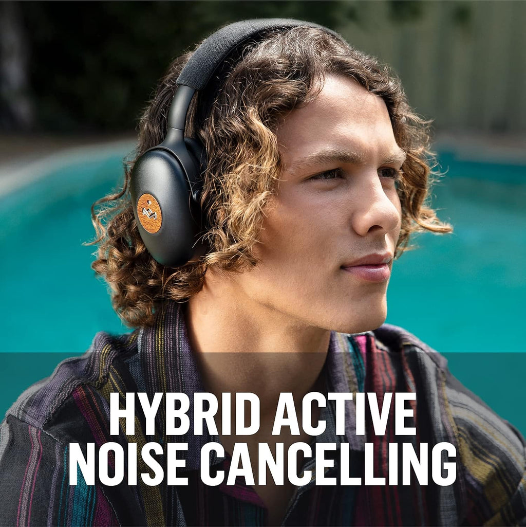 House of Marley Positive Vibration XL ANC: Noise Cancelling Over-Ear Headphones with Microphone, Wireless Bluetooth Connectivity, and 26 Hours of Playtime, Copper