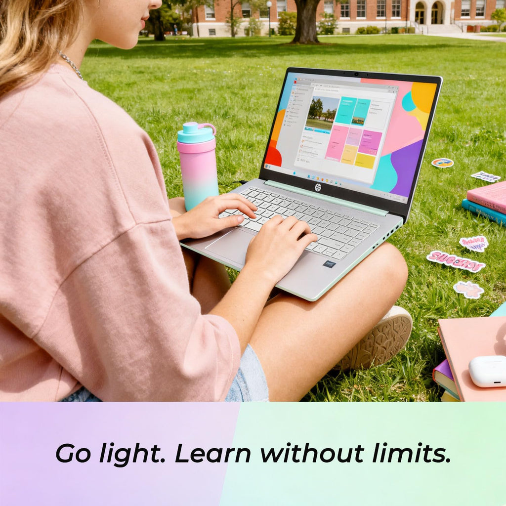 HP Willow Green Ultrabook Laptop with Copilot AI • 2026 Edition • Latest Intel 4-Core N150 CPU • 4GB RAM • 128GB SSD + 1TB Cloud Storage • Microsoft 365 • Windows 11 • Portable Student Laptop