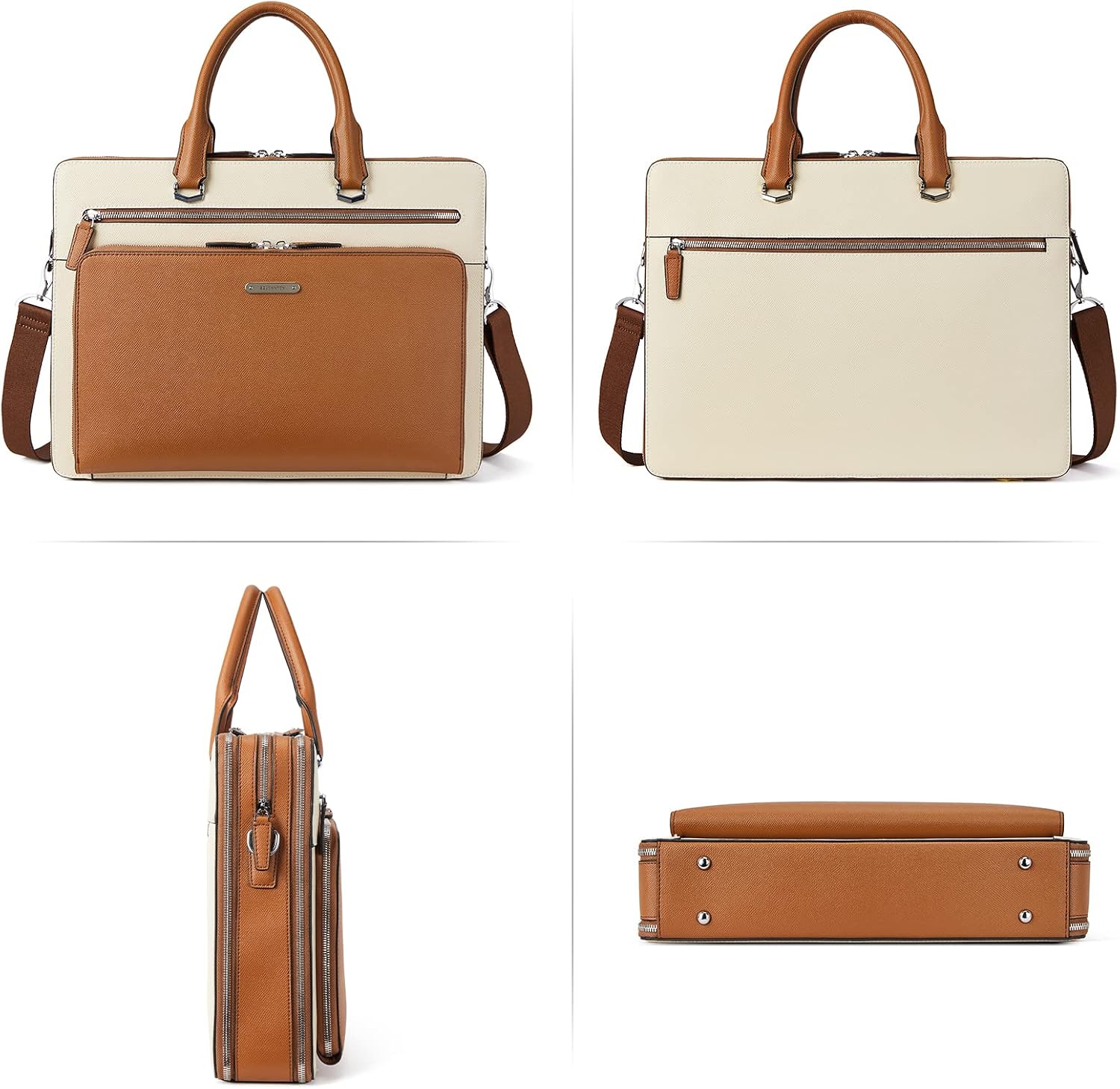 BOSTANTEN Briefcases for Men Messenger Bag Genuine Leather Laptop Bag 15.6 inch Office Work Tote for Buisness Travel