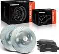 A-Premium 12.40 inch (315mm) Front Drilled and Slotted Disc Brake Rotors + Ceramic Pads Kit Compatible with Select Subaru Models - Forester 2019 2020 2021, 6-PC Set