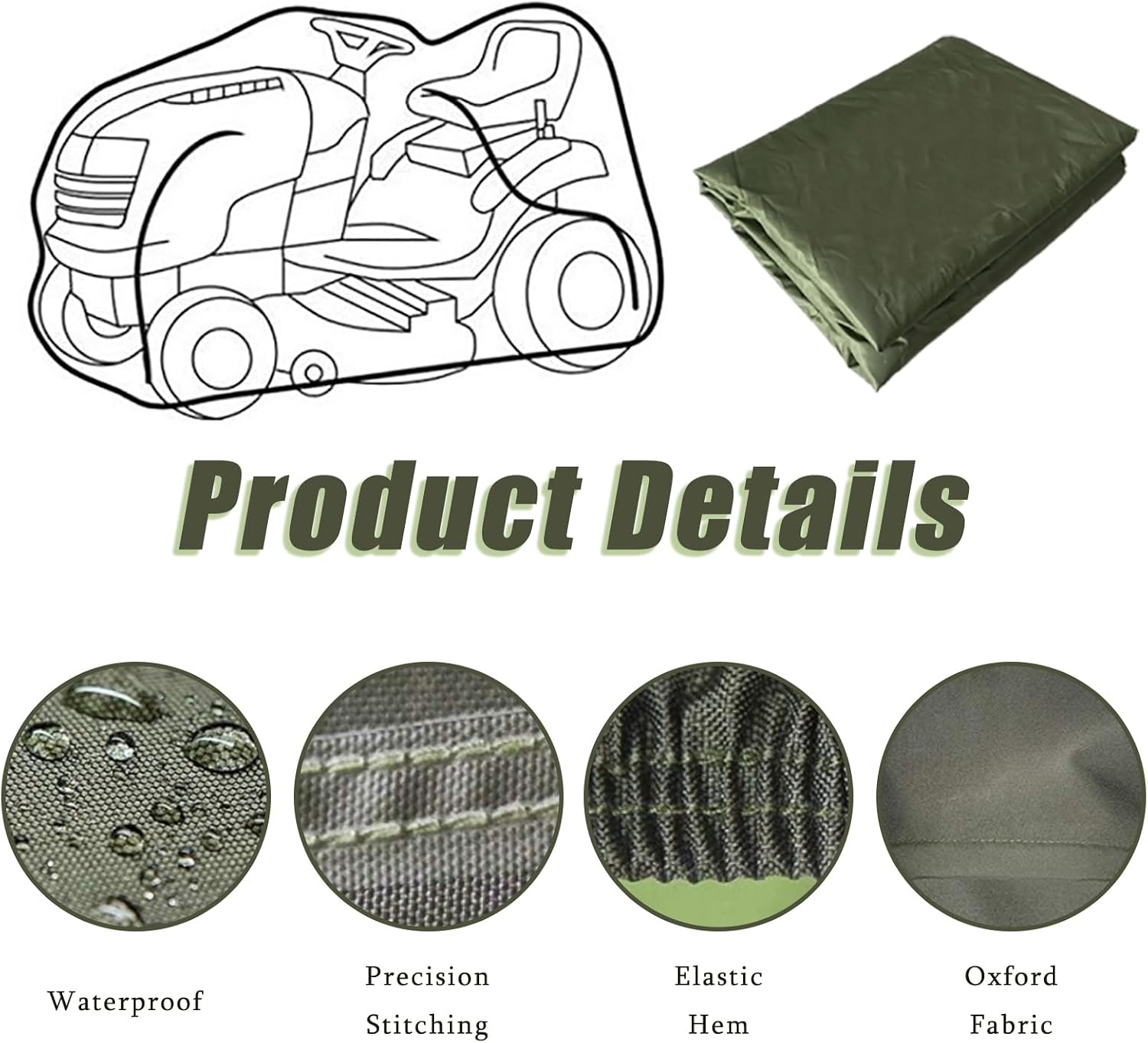 Lawn Mower Cover for John Deere 116 1982–1985, Outdoor Lawn Mower Protective Cover, Tear-Resistant Lawnmower Storage Cover, All-Weather Protection Cover for Wind Rain,B Black