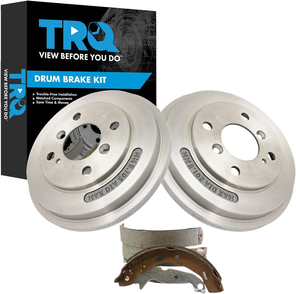 TRQ Rear Brake Drum & Shoe Kit 4-Lug for 2011-2016 Ford Fiesta New
