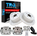 TRQ Performance Rear Brake Pad and Rotor Set Ceramic Solid G Coated Calipers Compatible with 2006-2009 Subaru Legacy Outback