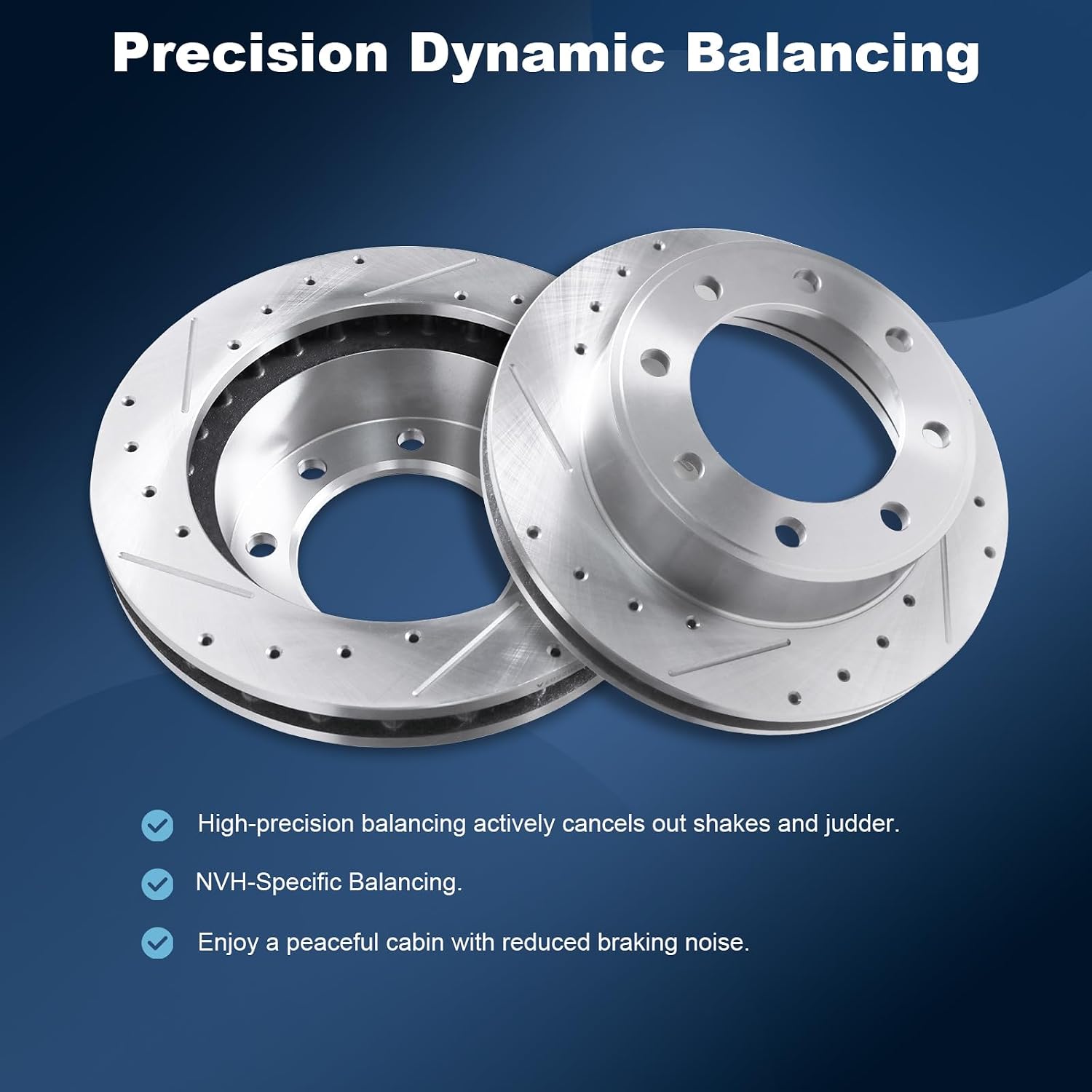 Front Drilled and Slotted Disc Brake Rotors Fit for Ford 2000-2005 Excursion, 1999-2004 F-250, 1999-2004 F-350, 1999-2004 F-450, 2004 F-550 Super Duty Front (4WD) #54078