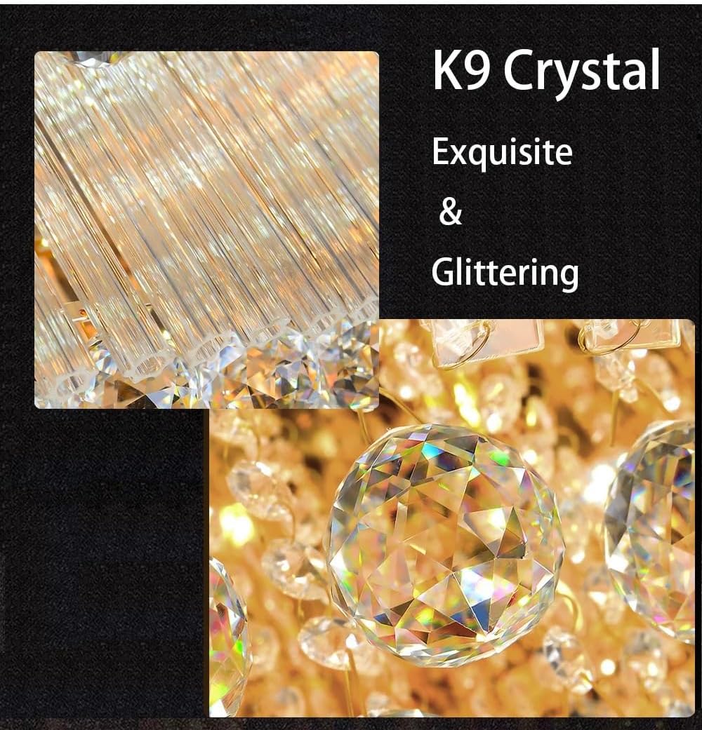 Modern Large Crystal Ceiling Lights for Living Room Lustres LED Gold Silver Ceiling Lamp Luxury Home Decor Lighting Luminaires,Dining Light Fixtures