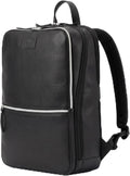LEATHER VILLAGE Leather Laptop Backpack for Men | Black | Slim Professional Business Bag Fits 15.6'-Laptop | Water-Repellent Work & Travel Daypack with Trolley Strap