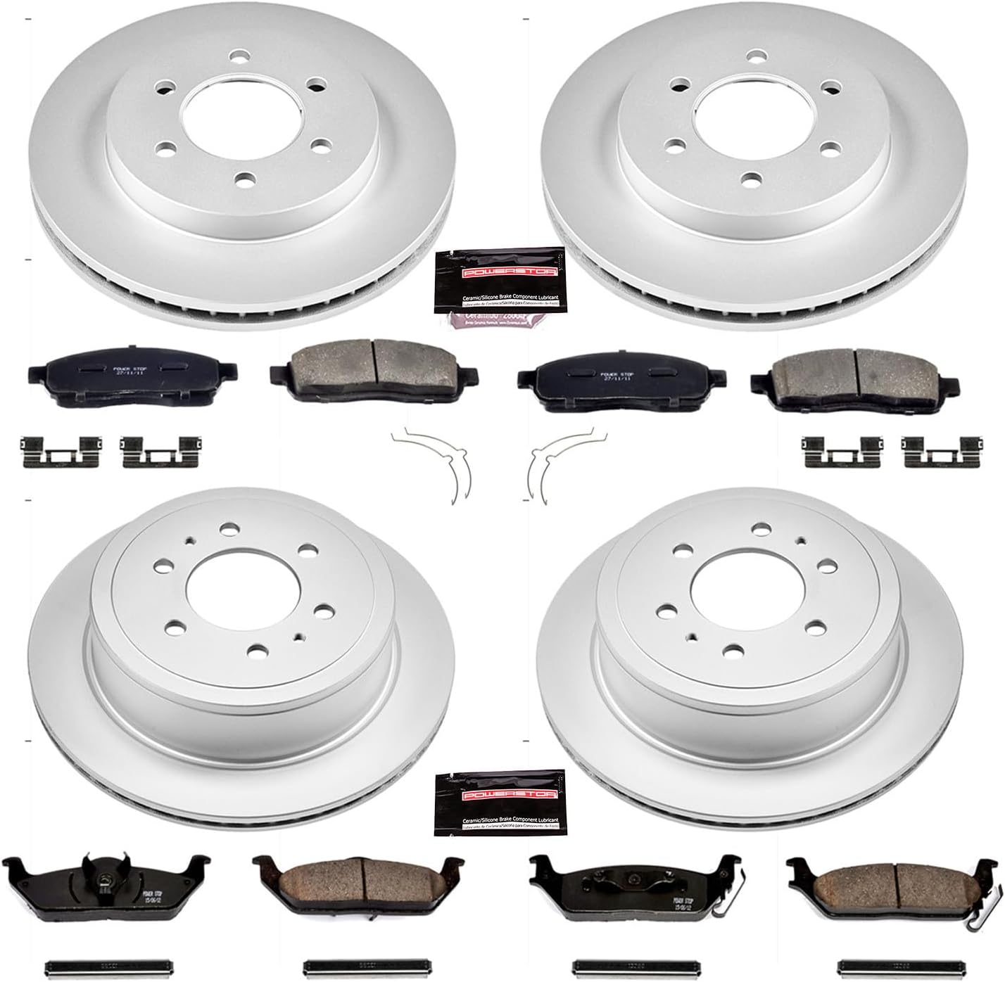 PowerStop Front and Rear Brake Kit for Ford F-150 2004-08 | Lincoln Mark LT 2006-08 - Fully-Coated Disc Rotors with Z17 Ceramic Brake Pads Replacement, CRK1944