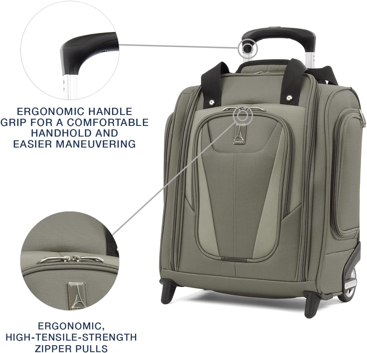 Travelpro Luggage Maxlite 5 Softside Lightweight Rolling Underseat Compact Carry on Upright 2 Wheel Bag, 15-Inch — Slate Green
