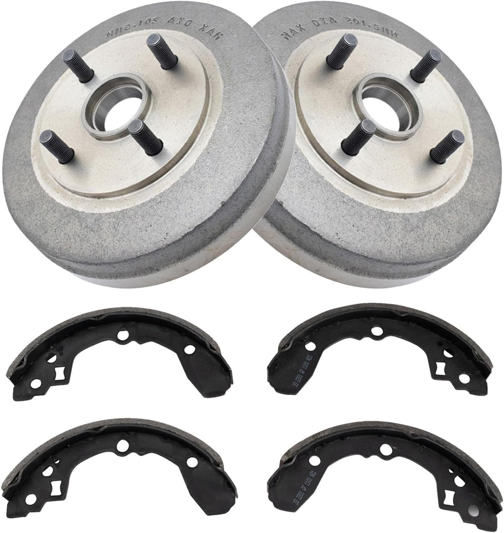 TRQ Rear Brake Shoe & Drum Kit Compatible with 2004-2005 Kia Rio