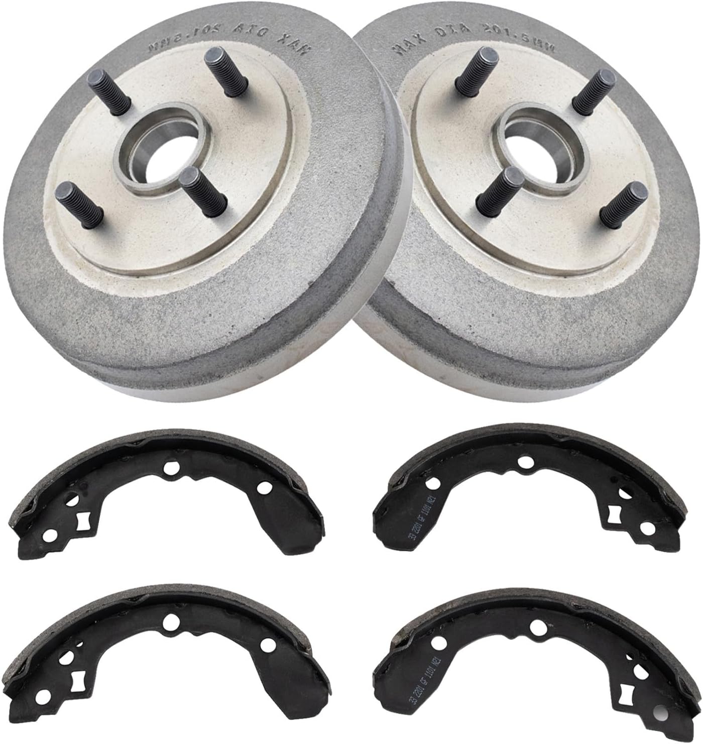 TRQ Rear Brake Shoe & Drum Kit Compatible with 2004-2005 Kia Rio