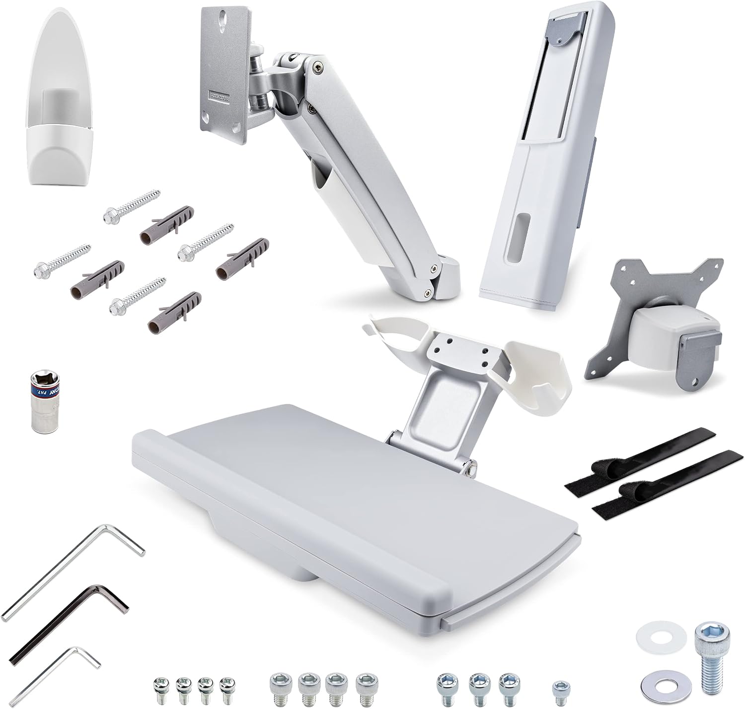 StarTech.com Wall Mount Workstation, Full Motion Sit Stand Desk w/Height Adjustable VESA Monitor Arm & Keyboard Tray, Ergonomic Wall Mounted Computer Workstation, Single Display, TAA