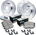 R1 Concepts Front and Rear Brake Kit Fits 2005-2008 INFINITI G35; 2006-2010 INFINITI M35, M45; 2008-2012 INFINITI EX35| Euro Ceramic Pads, Drilled Slotted Rotors| Hardware| 12.6' Front & 12.1' Rear