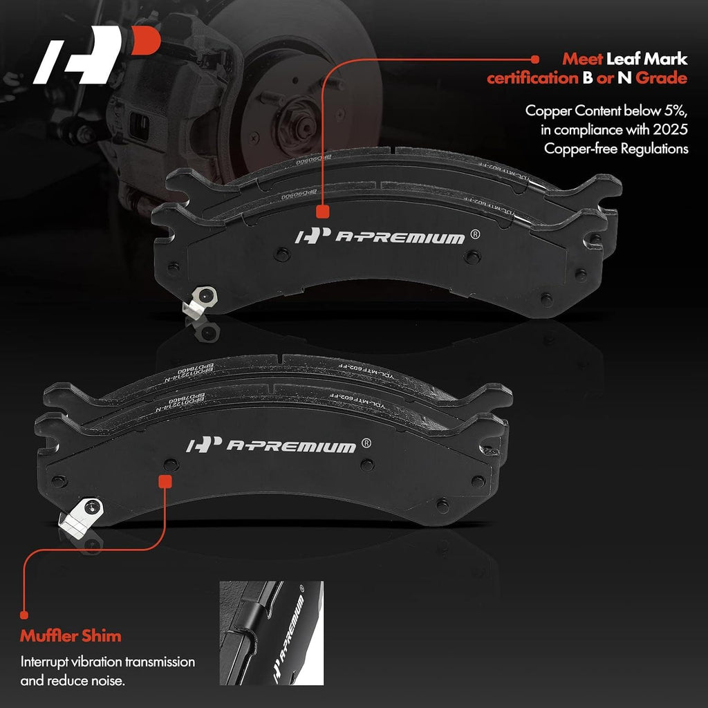 A-Premium Front and Rear Drilled and Slotted Disc Brake Rotors + Ceramic Pads Kit Compatible with Select Chevy and GMC Models - Silverado 3500/Sierra 3500 2001-2006, Silverado 3500 HD, Sierra 3500 HD