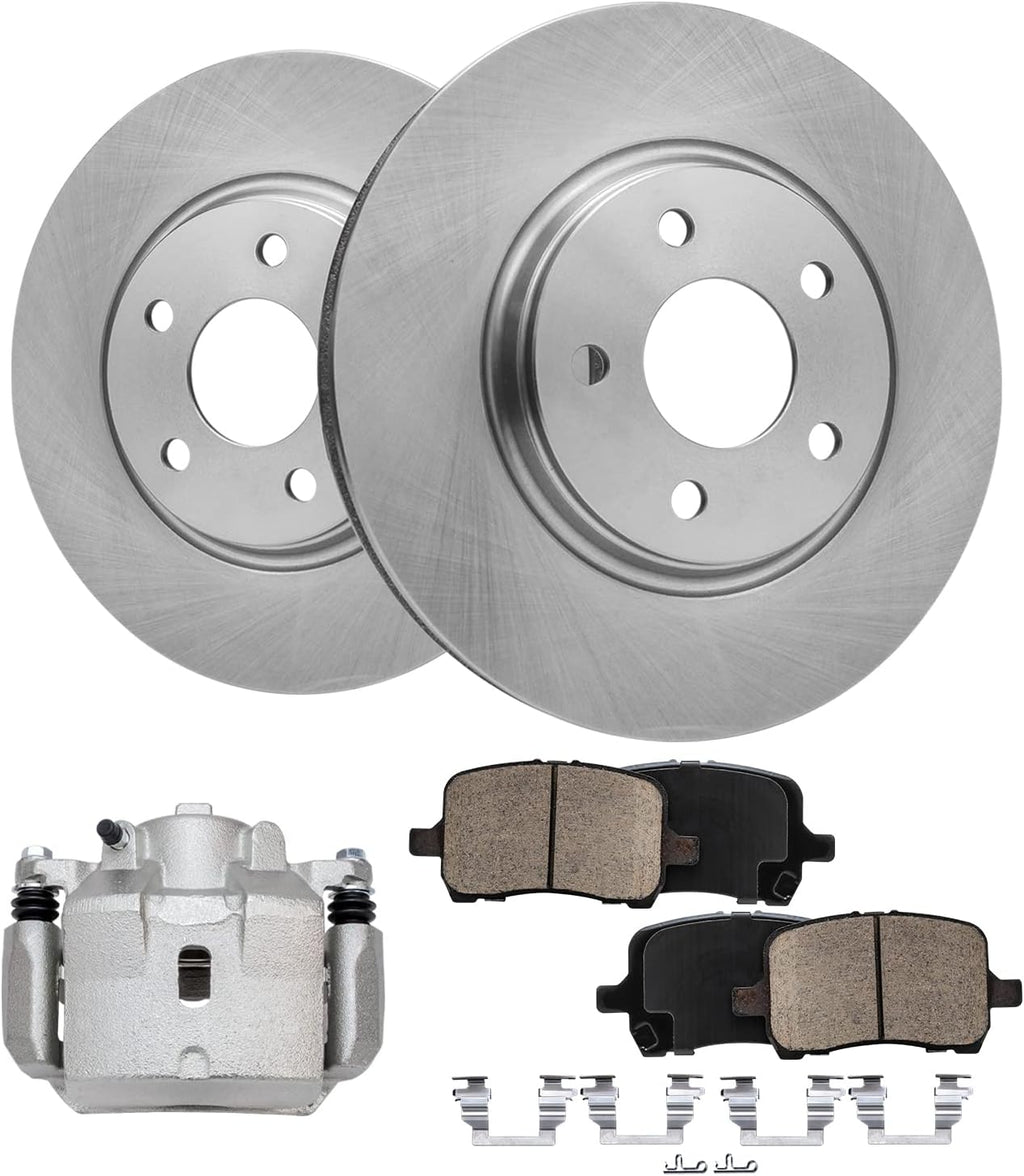Detroit Axle - Front Brake Kit for 04-05 09-12 Chevy Malibu, 07-09 Saturn Aura, 06-10 Pontiac G6, Brake Rotors Ceramic Brakes Pads Right Brake Caliper Replacement: 11.65'' inch Rotors