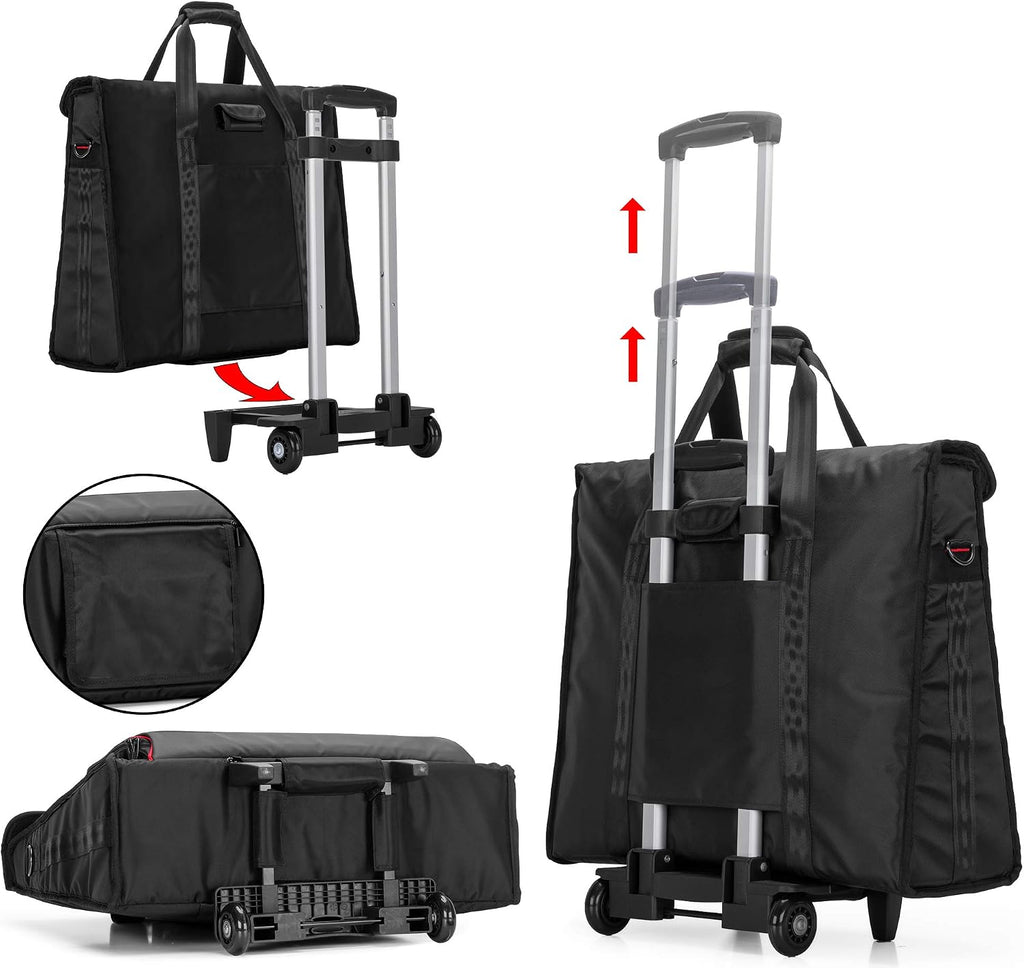 CURMIO Rolling Carrying Bag with Wheels Compatible for Apple iMac 27 inch Desktop Computer, Detachable Trolley Storage Case Compatible with iMac 27' Monitors and Accessories, Black (Patent Pending)
